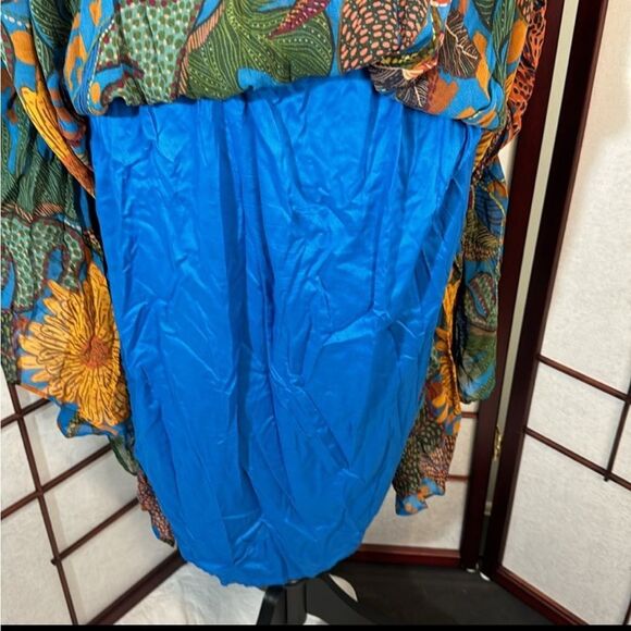 FARM Rio Green and Orange Wrap Dress with V-Neck - Picture 10 of 12